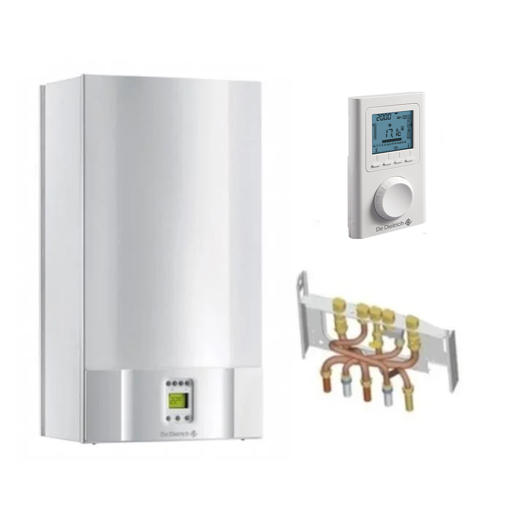 Chaudière Gaz BasNox Zena Econox XS MSX De Dietrich 24 kW / VMC Complète (Douilles + Dosseret) avec Thermostat Filaire