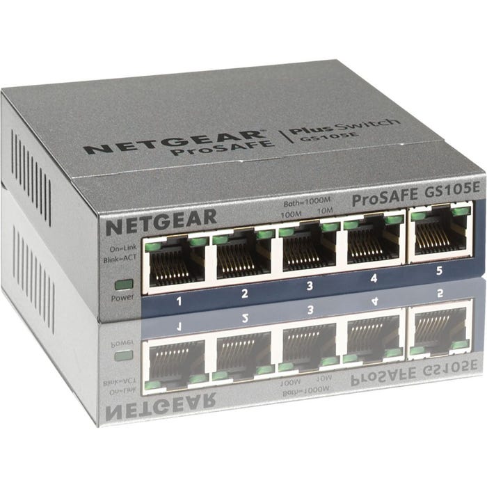 Switch ethernet NETGEAR GS105E Metal 5 Ports Gbps +Interface web 0