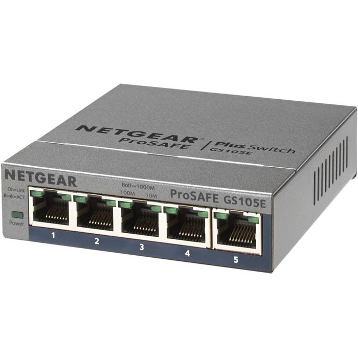 Switch ethernet NETGEAR GS105E Metal 5 Ports Gbps +Interface web 1