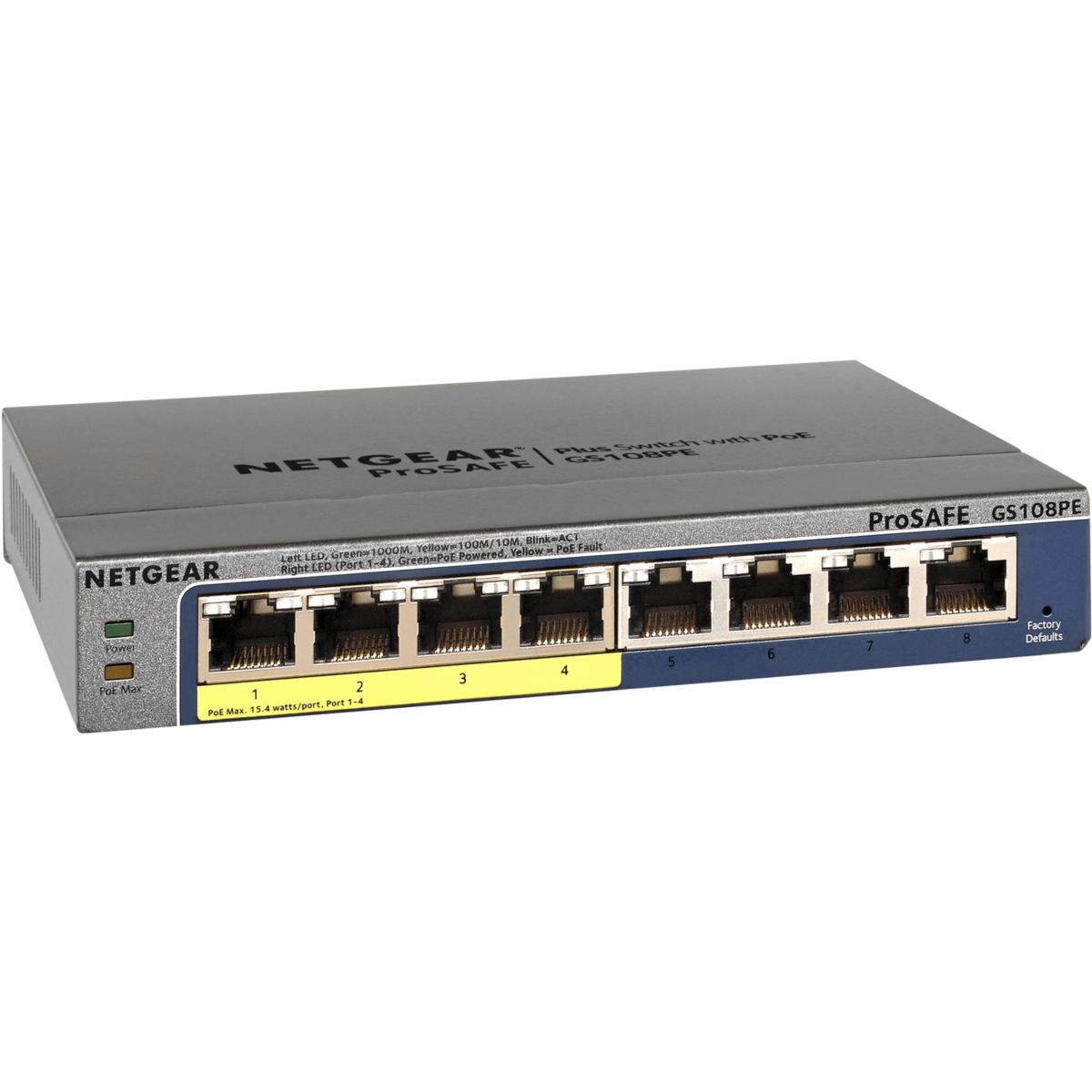 SWITCH NETGEAR GS108PE-300EUS Ethernet Gigabit 8 Ports
