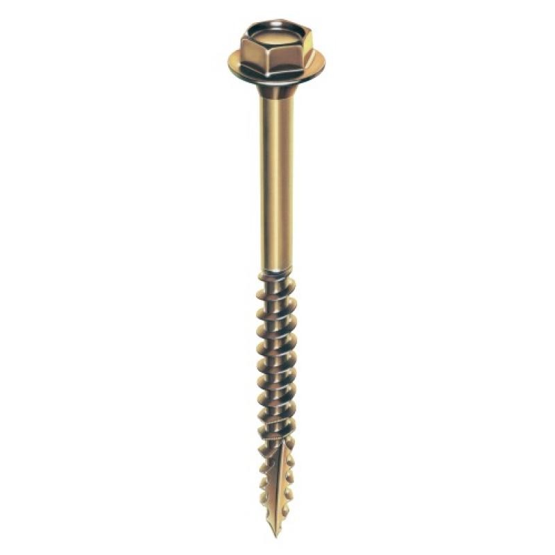 Vis À Bois/tirefonds Tête Hexagonale Avec Embase Acier Zingué Bichromaté Partiellement Filetées, Diamètre 8 Mm, Longueur 120 Mm,