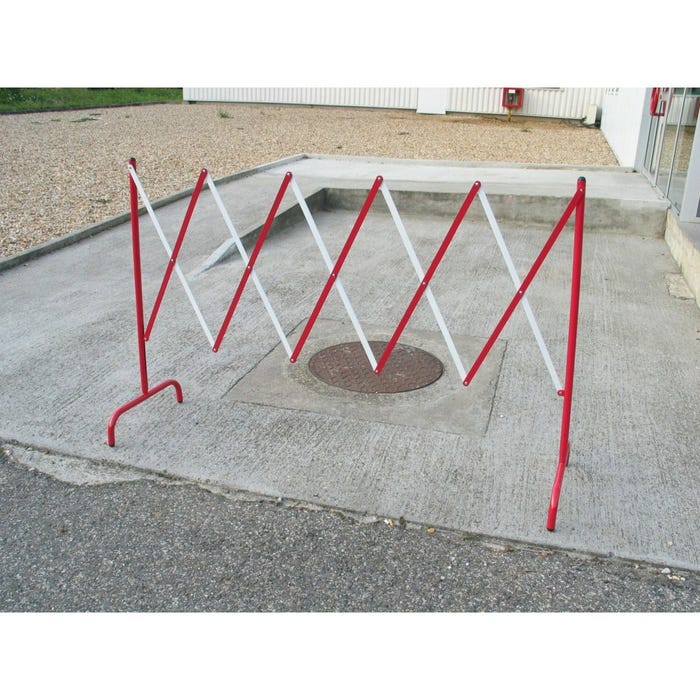 Barrière de chantier extensible en acier rouge/blanc 2,3m - VISO - BAR001RB 1