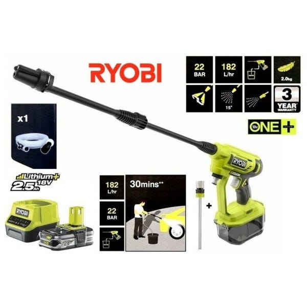 Pistolet à pression RYOBI 18V One+ - 1 batterie 2.5Ah 1 chargeur RY18PW22A-125 5