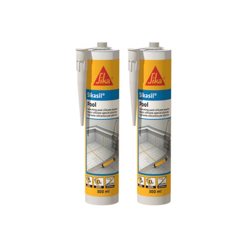 Lot de 2 mastic silicone SIKA Sikasil Pool - Joint pour piscine transparent - 300ml 0