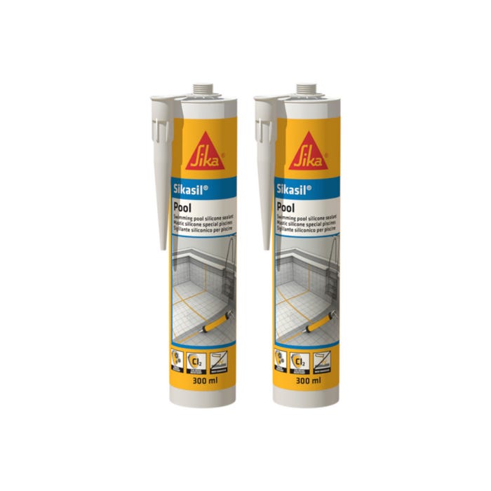 Lot de 2 mastic silicone SIKA Sikasil Pool - Joint pour piscine transparent - 300ml 0