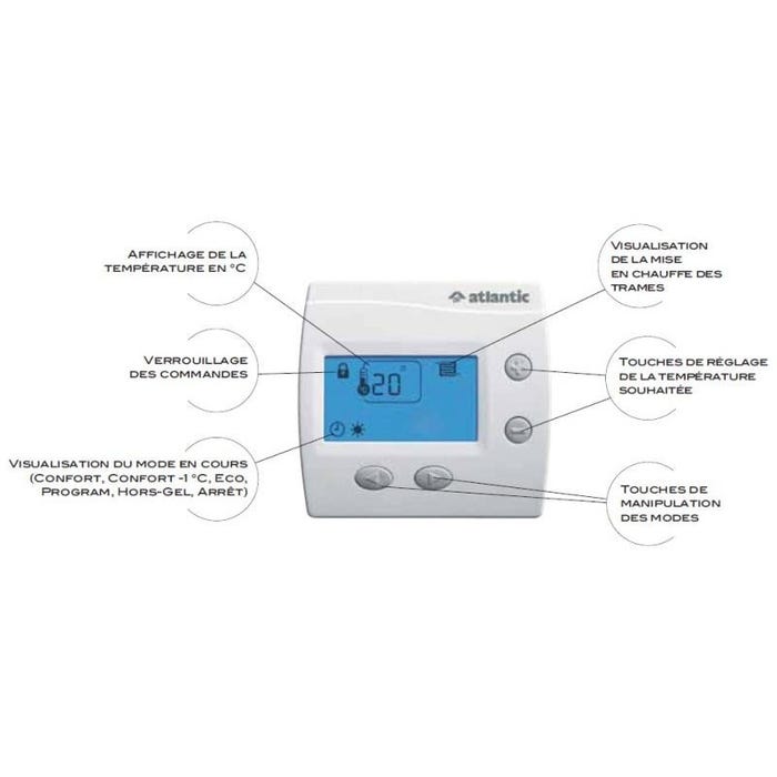 Thermostat d'ambiance digital pour plancher chauffant Atlantic 109519 2