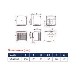 Ventilation Mécanique Répartie (VMR) ARIETT sanitaire 5/8W 20/43 m3/h HABITAT Vortice 1