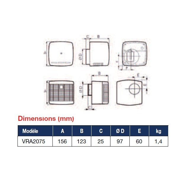 Ventilation Mécanique Répartie (VMR) ARIETT sanitaire 8 / 12 W 27 / 85 m3/h HABITAT Vortice 1