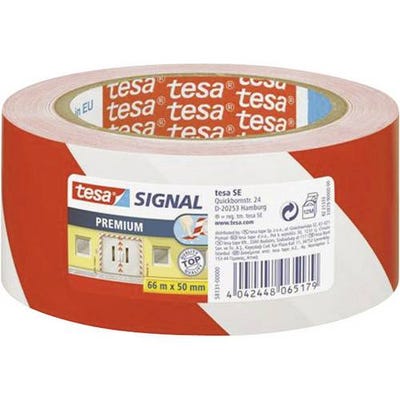 Bande adhésive de marquage tesa® SIGNAL tesa 58131-00000-01 rouge, blanc (L x l) 66 m x 50 mm caoutchouc 1 pc(s)