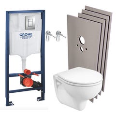 Grohe Pack WC bâti-support Rapid SL + Cuvette KOLO Rekord + Abattant + Plaque chrome + Set d'habillage (RapidSL-KOLO-1-sabo) 0