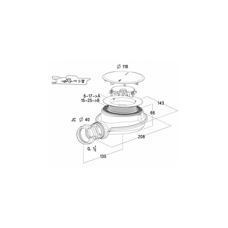 Nicoll Turboflow XS Bonde siphoïde pour receveur de douche - technologie Magnetech - Ø 90 mm (TurboFlow0205800) 1