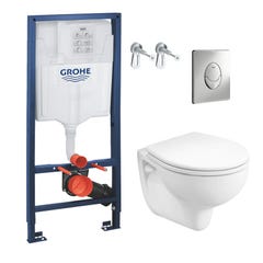 Grohe Pack WC bâti-support Rapid SL + Cuvette KOLO Rekord + Abattant + Plaque chrome (RapidSL-KOLO-2) 0