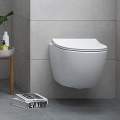 Pack WC Bati-support Geberit UP720 extra-plat + WC Vitra Sento sans bride + Abattant softclose + Plaque blanche 4