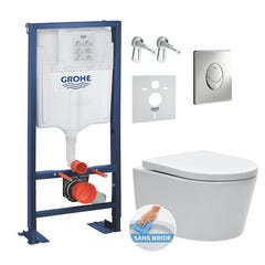 Grohe Pack WC bâti-autoportant Rapid SL + WC SAT sans bride + Abattant softclose + Plaque chrome (Autoportant-SAT-2) 2