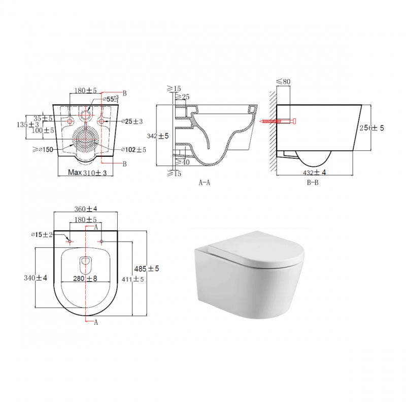 Grohe Pack WC bâti-autoportant Rapid SL + WC SAT sans bride + Abattant softclose + Plaque chrome (Autoportant-SAT-2) 3