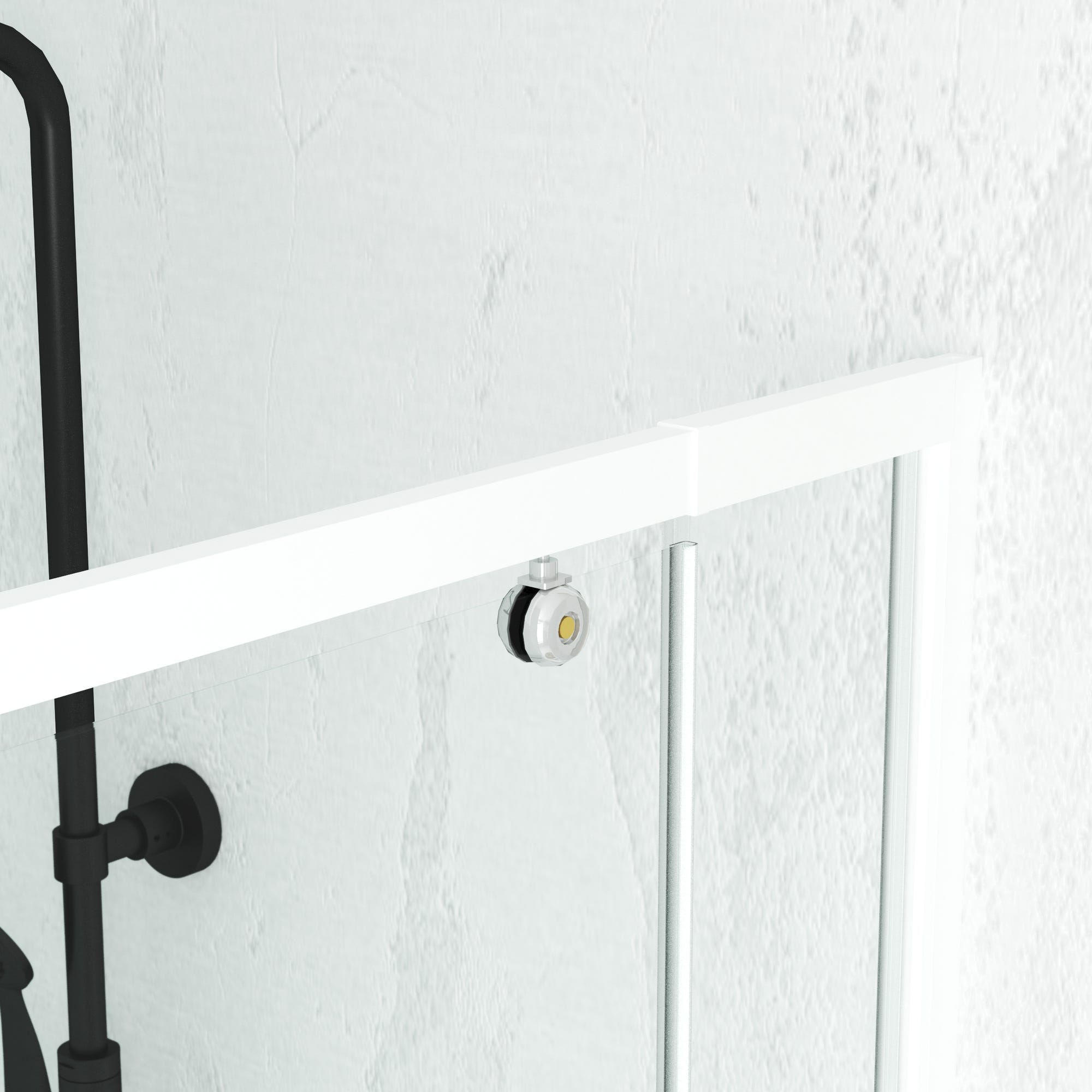Porte de douche pivotante ajustable de 69 à 80cm en Alu. Blanc et verre transparent - WHITY PIVOT 1