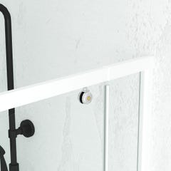 Porte de douche pivotante ajustable de 69 à 80cm en Alu. Blanc et verre transparent - WHITY PIVOT 1