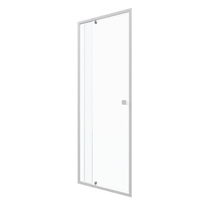 Porte de douche pivotante ajustable de 69 à 80cm en Alu. Blanc et verre transparent - WHITY PIVOT 2