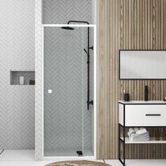 Porte de douche pivotante ajustable de 69 à 80cm en Alu. Blanc et verre transparent - WHITY PIVOT 0