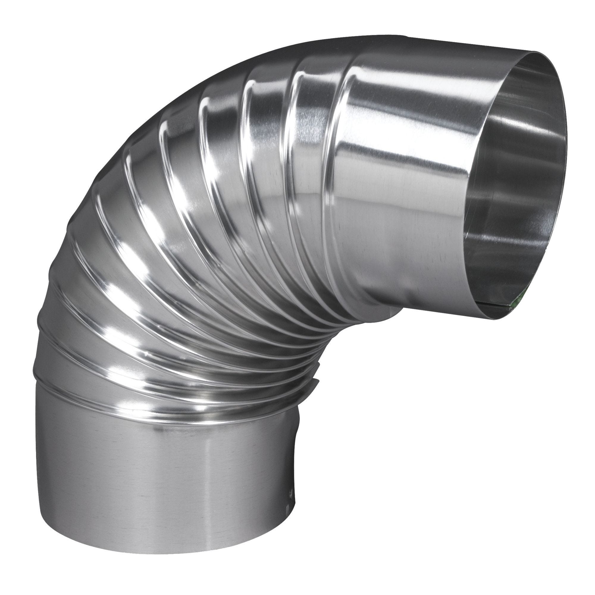 Coude EQ90° plissé aluminium 153 mm - TOLERIE GENERALE - 392153 0