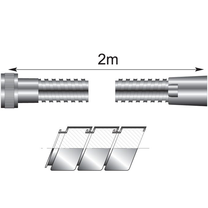 Flexible de douche métal simple agrafage poli 2m 1