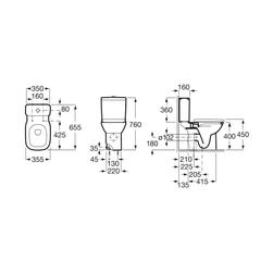 Pack WC Debba SQUARE S.H, 3/6L cuvette Rimless frein chute - Blanc 1