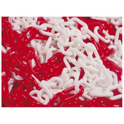 Chaine en plastique 25 m rouge / blanche N°8 - TALIAPLAST - 530100