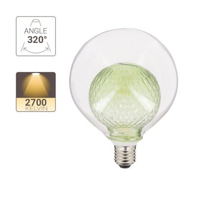 Ampoule Déco LED, Double verre Vert, G125, culot E27, 4W cons. 2700K Blanc Chaud 3