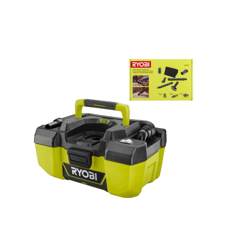 Pack aspirateur d'atelier RYOBI 18V One Plus R18PV-0 - Kit 6 accessoires RYOBI pour nettoyage automobile - R18HV - RAKVA04