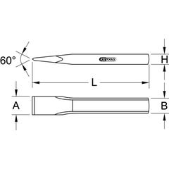 KS TOOLS 156.0586 Burin méplat réafutable - profil constant - 20 mm Longueur 200 mm 3