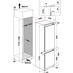 Réfrigérateurs combinés 275L Froid Statique WHIRLPOOL INTEGRABLE 54cm F, ART65021 4