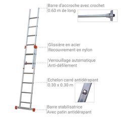 Echelle cage d'escalier 2x10 barreaux - Hauteur à atteindre 5.03m - G320-060 3