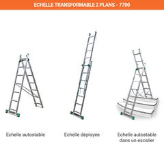 Echelle transformable 2x9 barreaux - Longueur déployée 4.28m - 7709 5