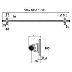 Barre d'accrochage 1.50m de long - Ø 25mm - FAC150 0