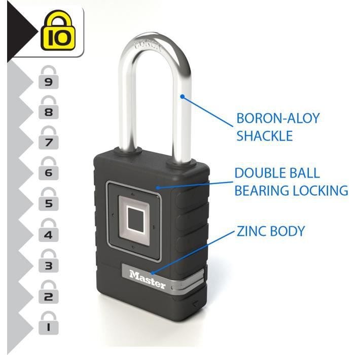 MASTER LOCK Cadenas Biometrique Haute Securite [Etanche] [Empreinte Digitale et Code Directionnel de Secours] 4901EURDLHCC 3