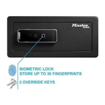 Master Lock LX110BEURHRO Coffre-fort biometrique pour proteger les biens de valeurs, Noir, 19,5 x 43 x 37 cm 1