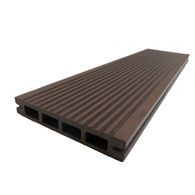 Lame terrasse bois composite alvéolaire - Chocolat, L : 220 cm, l : 12 cm, E : 19 mm 2