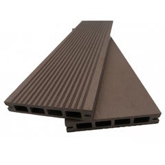 Lame terrasse bois composite alvéolaire - Chocolat, L : 220 cm, l : 12 cm, E : 19 mm 1