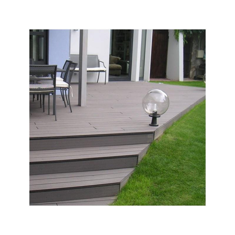 Lame terrasse bois composite alvéolaire Qualita - Gris carbone, L : 360 cm, l : 14 cm, E : 25mm 3