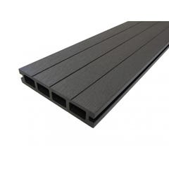 Lame terrasse bois composite alvéolaire Qualita - Gris carbone, L : 360 cm, l : 14 cm, E : 25mm