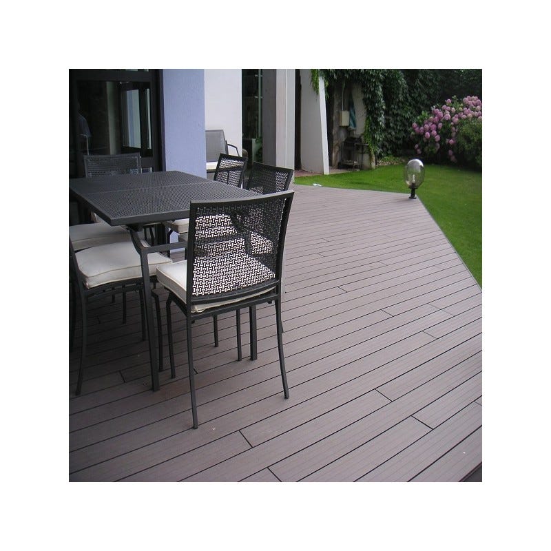 Lame terrasse bois composite alvéolaire Qualita - Gris carbone, L : 360 cm, l : 14 cm, E : 25mm 2