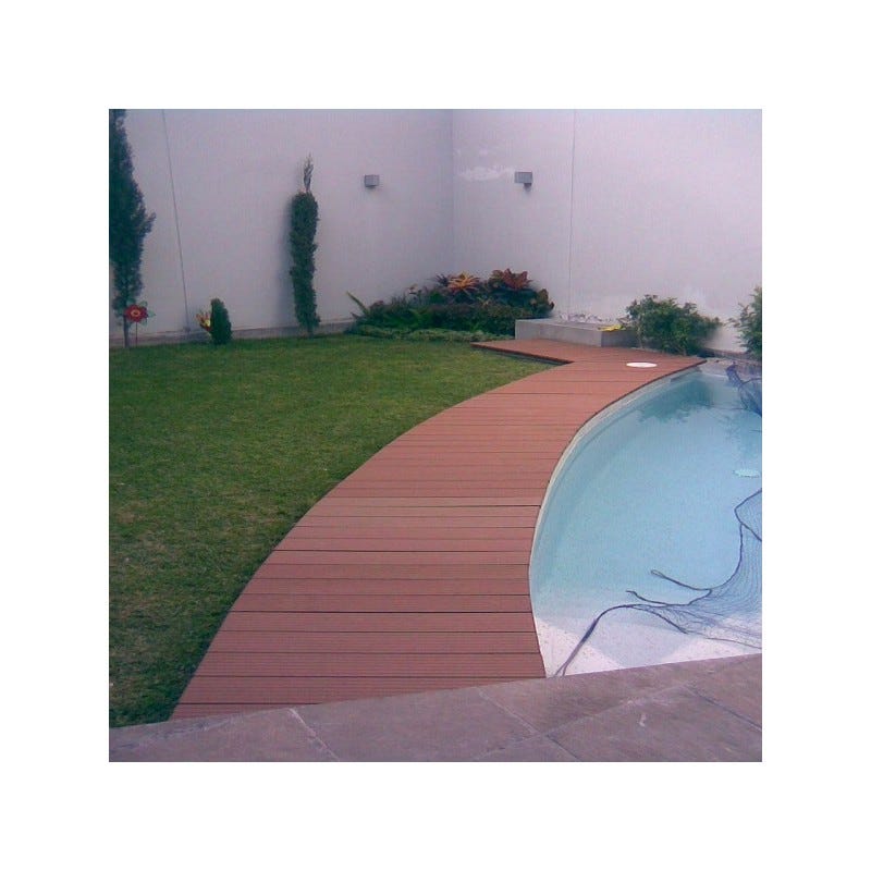 Lame terrasse bois composite alvéolaire Dual Brun rouge, L: 360 cm, l: 14 cm, E: 25mm, Couverture: 0.5m² 1