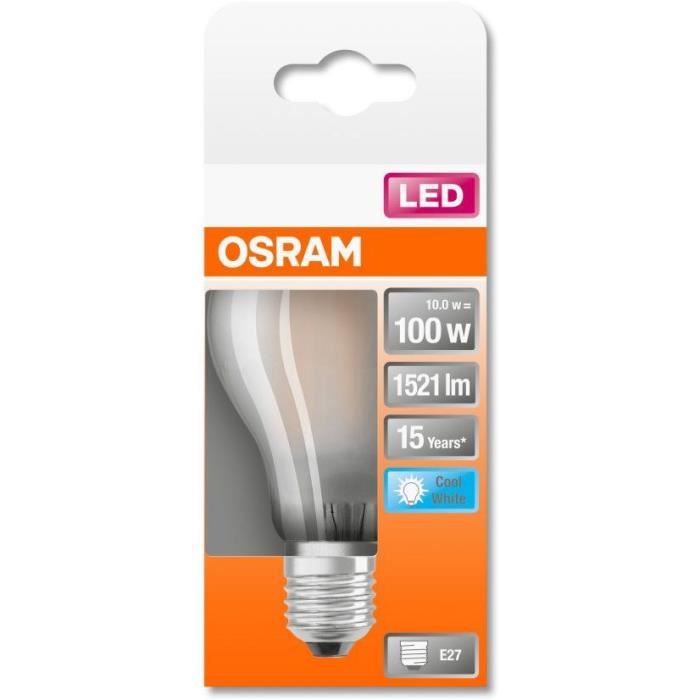 OSRAM Ampoule LED Standard verre dépoli - 10W équivalent 100W E27 - Blanc froid 1