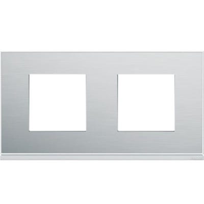 Plaque Hager Gallery - Horizontale - 2 Postes - Aluminium - Entraxe 71mm
