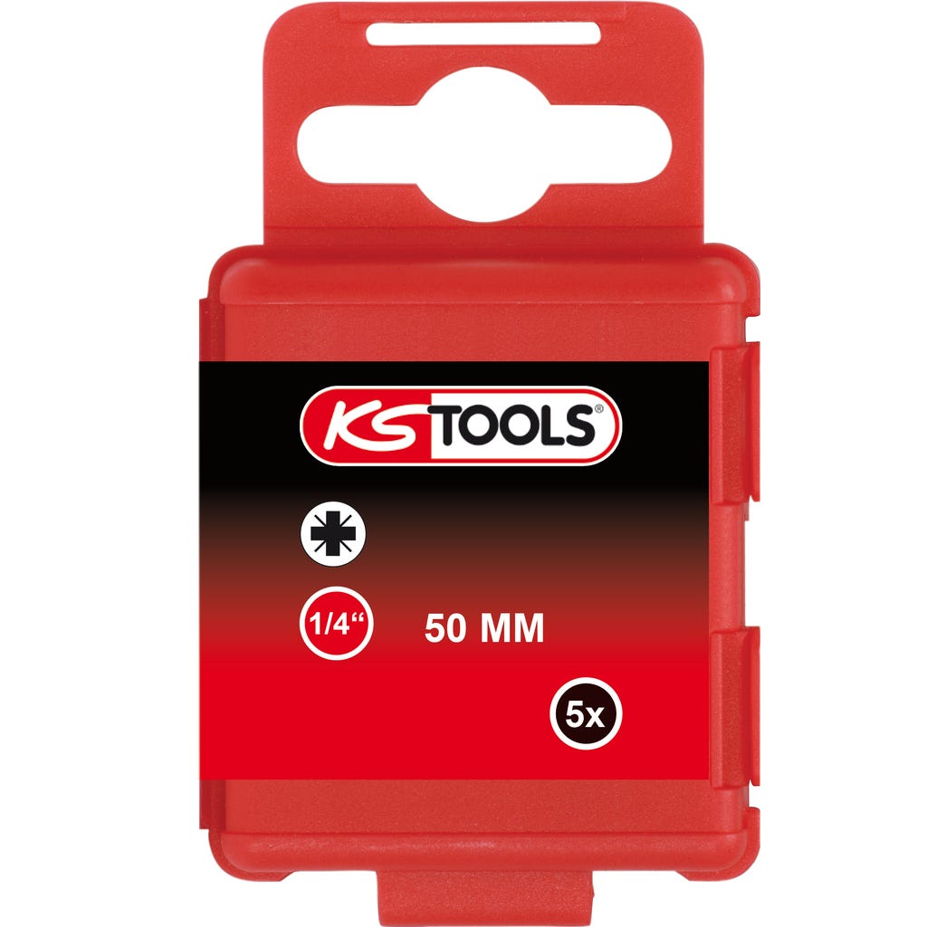KS TOOLS 911.2235 Boîte de 5 embouts de vissage POZIDRIV L.50mm 1/4'' PZ3 2