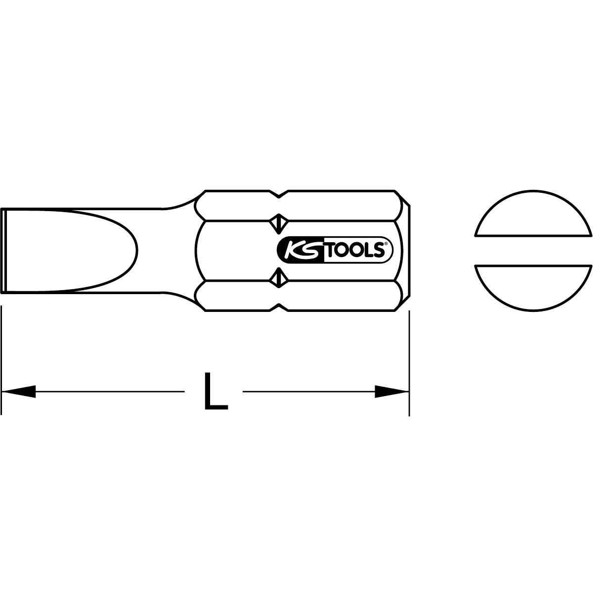 KS TOOLS 918.3311 Boite de 5 embouts de vissage à code couleur TORSIONpower®, L. 25 mm - 1/4'' - Fente, 4 mm 2
