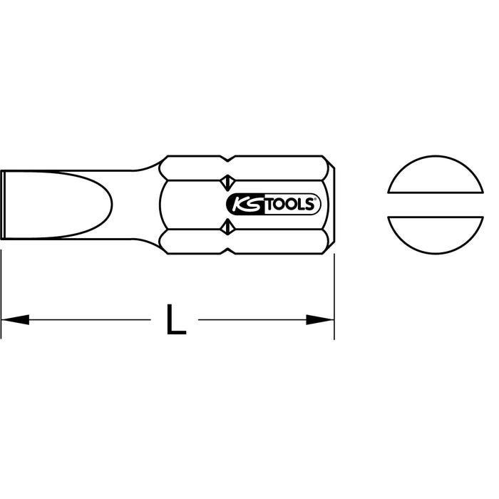 KS TOOLS 918.3311 Boite de 5 embouts de vissage à code couleur TORSIONpower®, L. 25 mm - 1/4'' - Fente, 4 mm 2