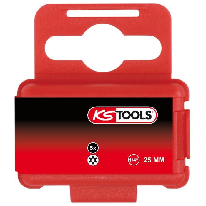 KS TOOLS 911.2280 Boîte de 5 embouts de vissage TORX® percé, L.25 mm - 1/4'' - T9 1