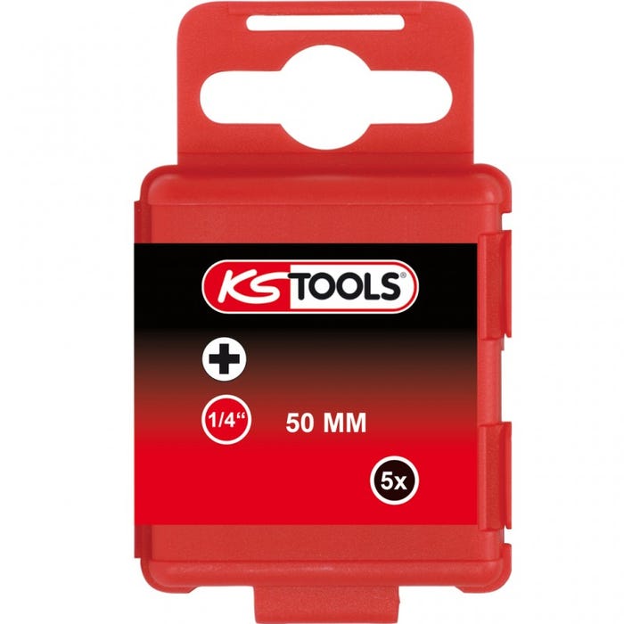 KS TOOLS 911.2214 Boîte de 5 embouts de vissage PHILLIPS L.50mm 1/4'' PH2 2