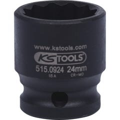 KS TOOLS 515.0924 Douille à chocs courte 12 pans 1/2'' 24mm 0